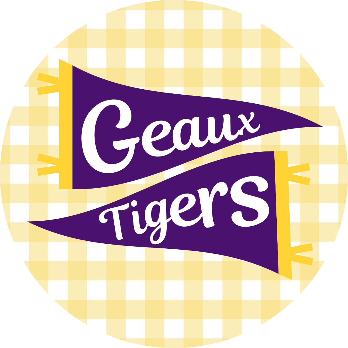 Geaux Tigers Button Gingham Yellow