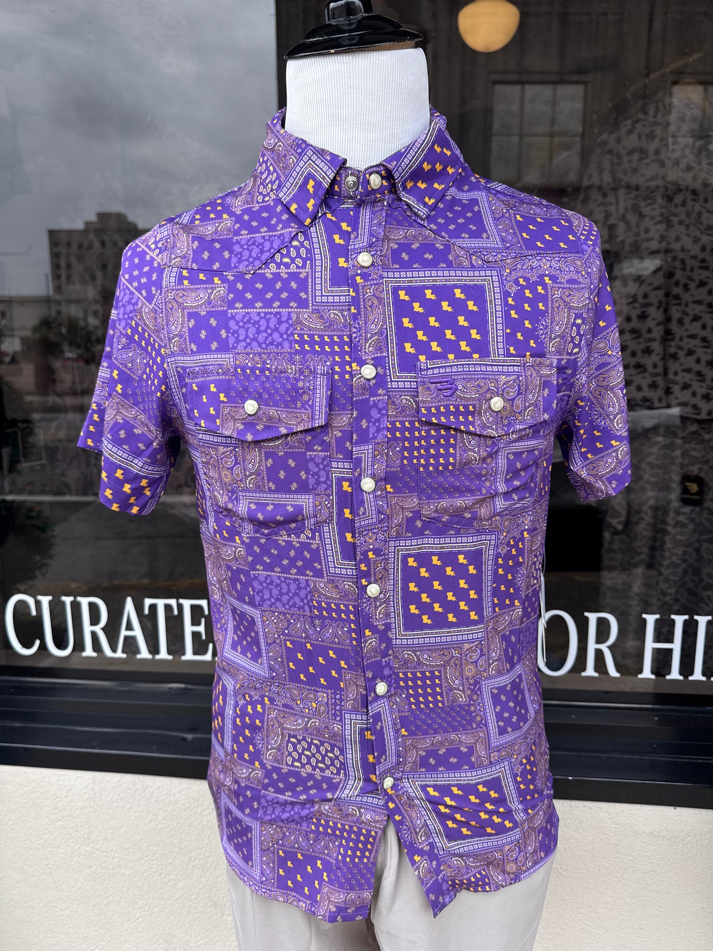 Purple LA Paisley Performance Button Up