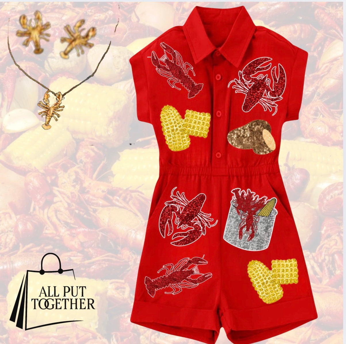 Crawfish Boil Sequin Romper