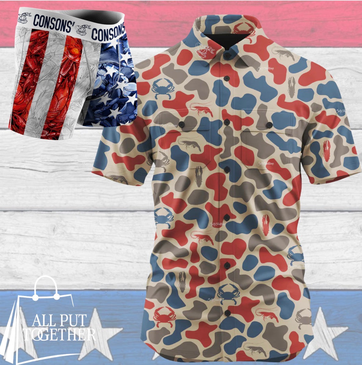Performance Button Up - Merica Dockside Camo