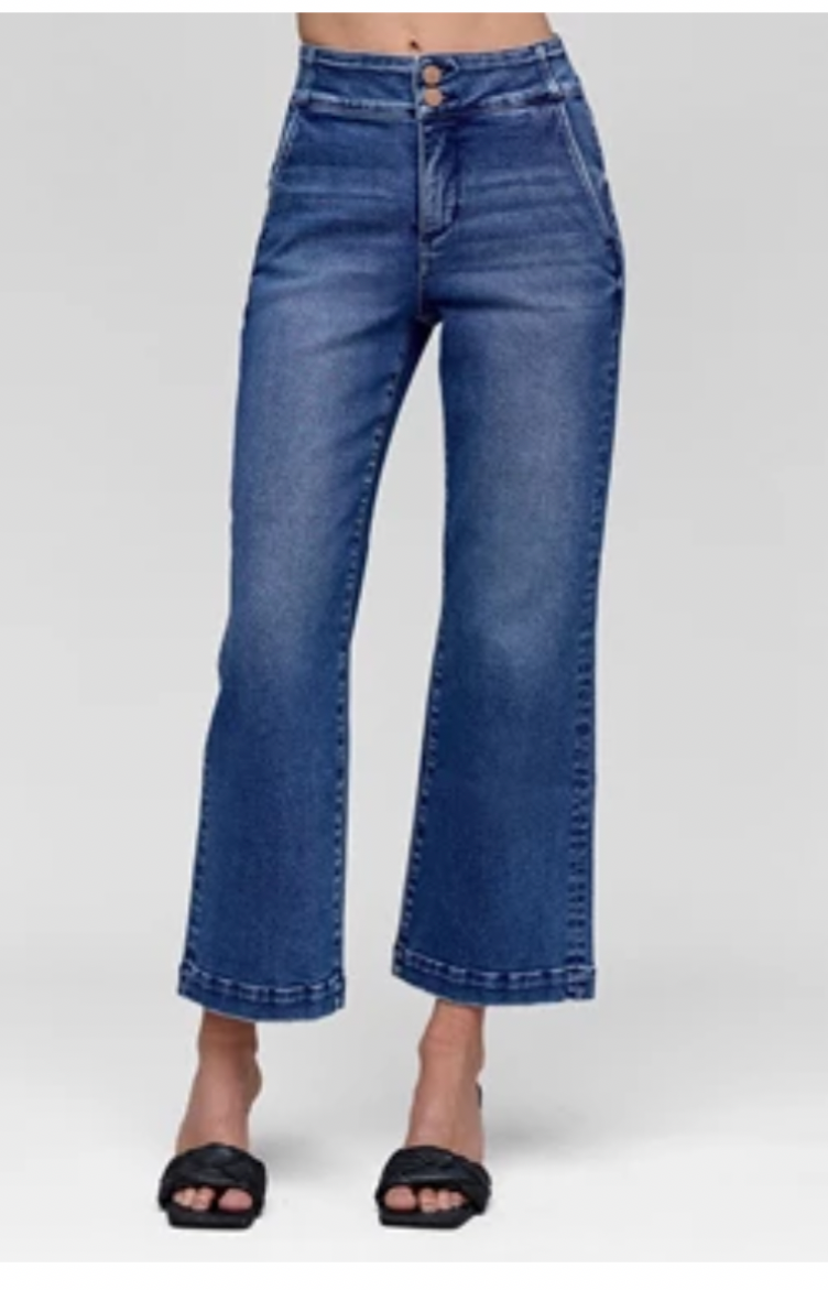 Risen Tummy Control High Rise Crop Boot Wide - Dark