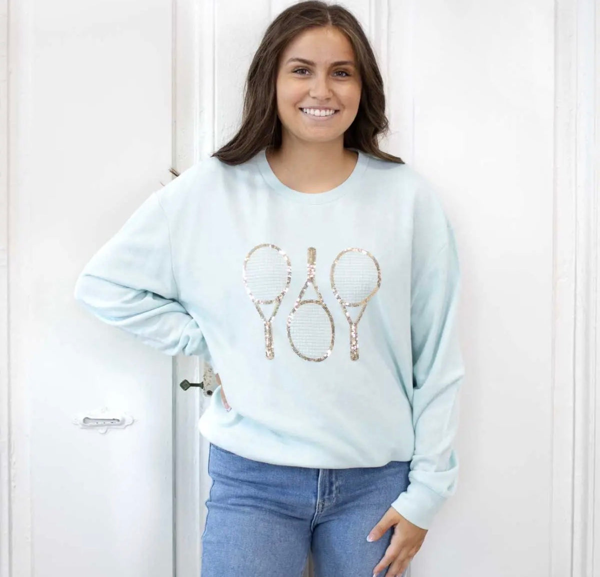 Tennis Racquet Sequin Sweatshirt