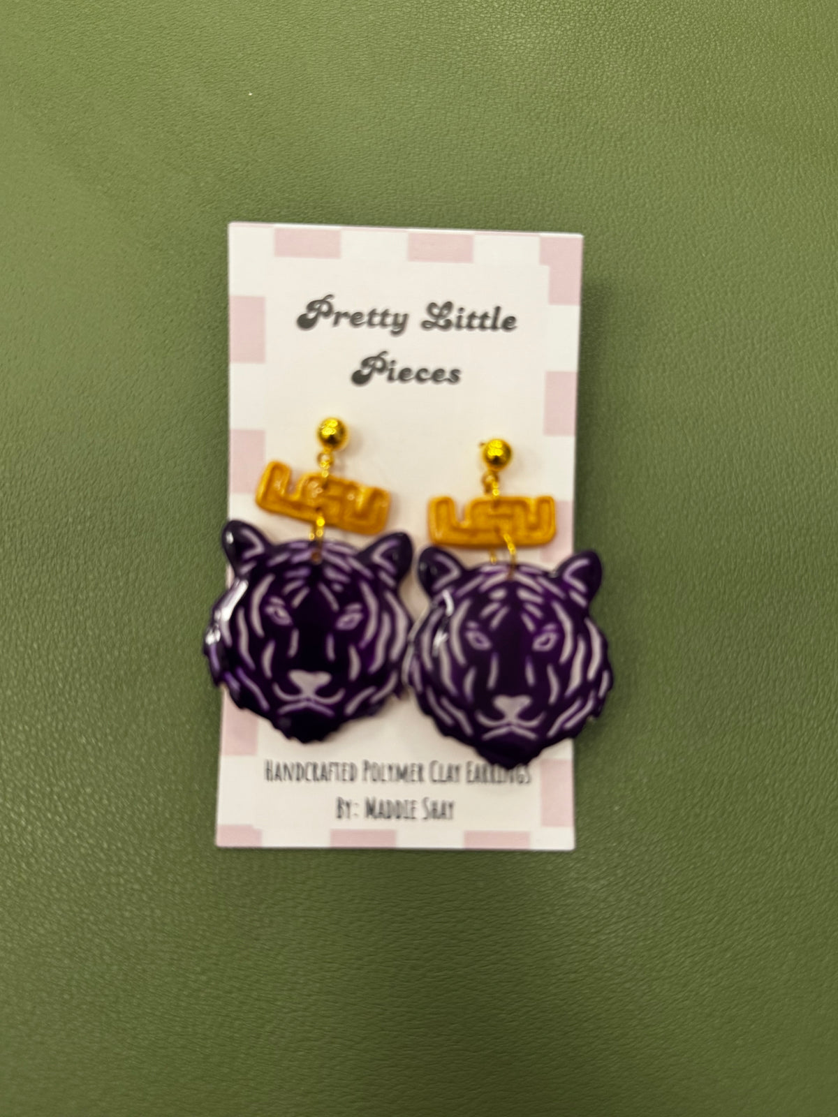 LSU Tiger Clay Earrings