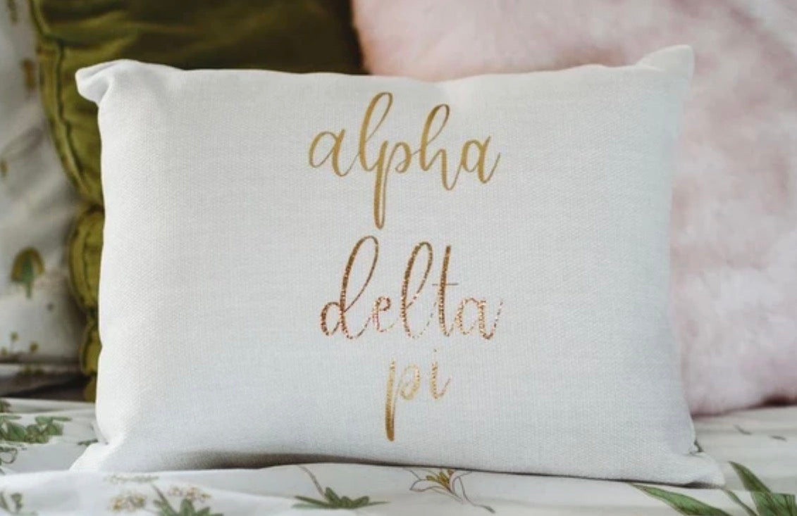 Gold Script Sorority Throw Pillows