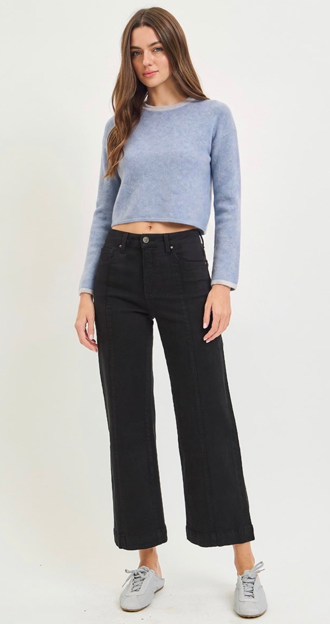 Black Tummy Control High Rise Crop Jeans