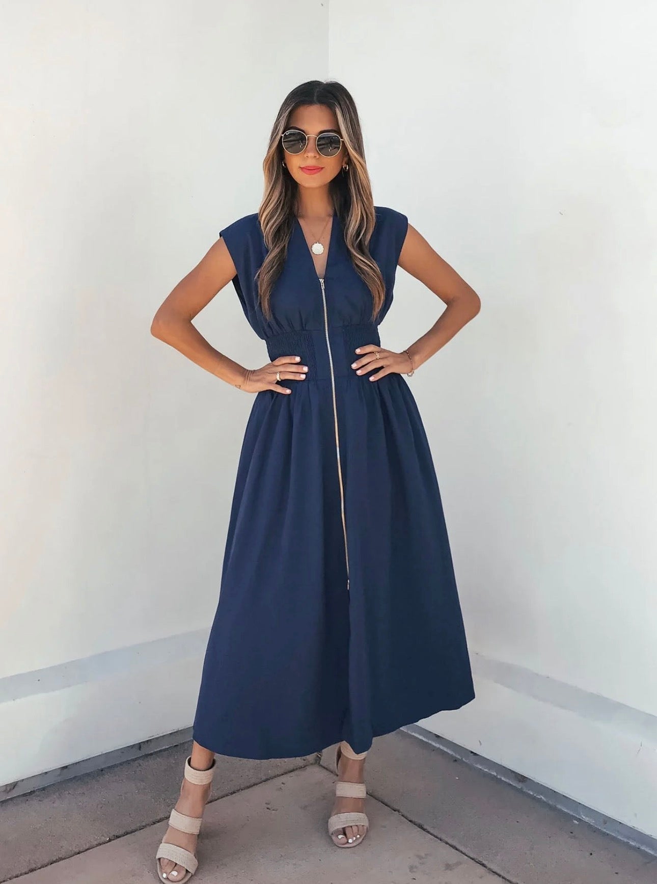 Sleeveless Denim Zipper Dress
