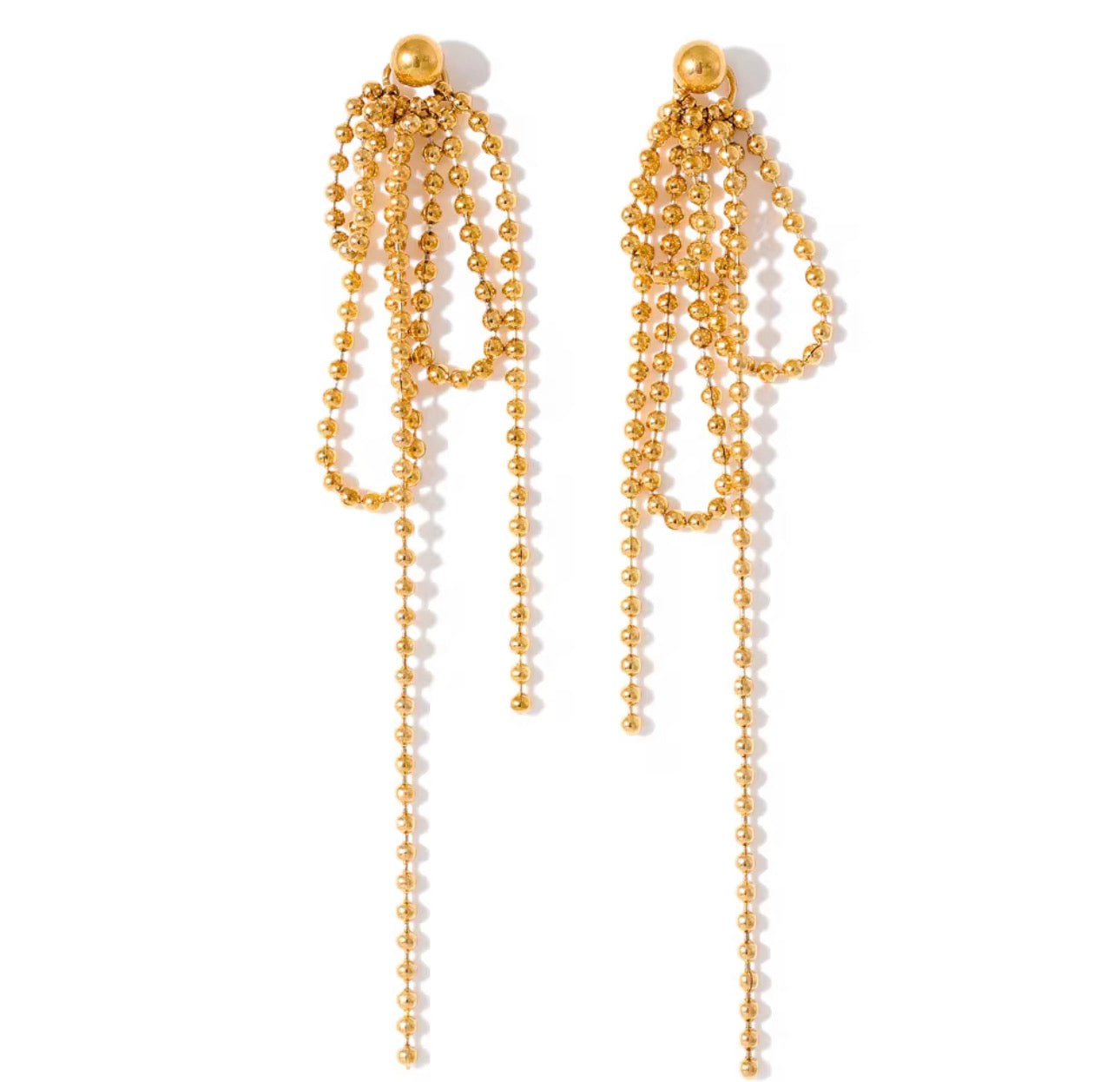 Cascading Ball Chain Fringe Earrings