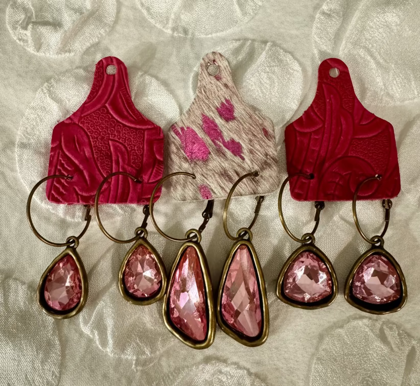 Pink Stone Dangle Earrings