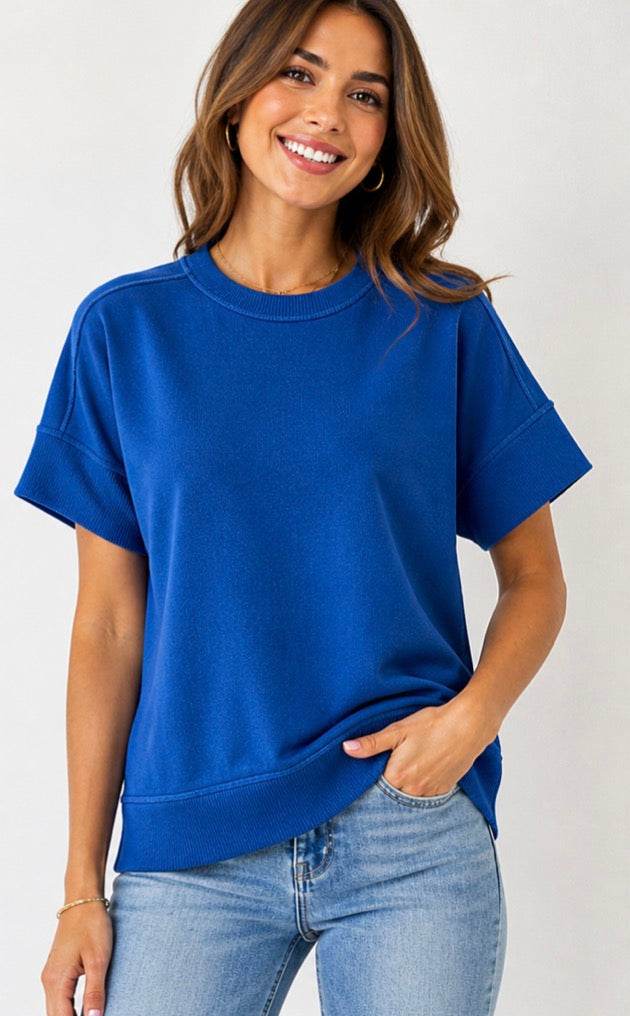 Solid Short Sleeve Sweater