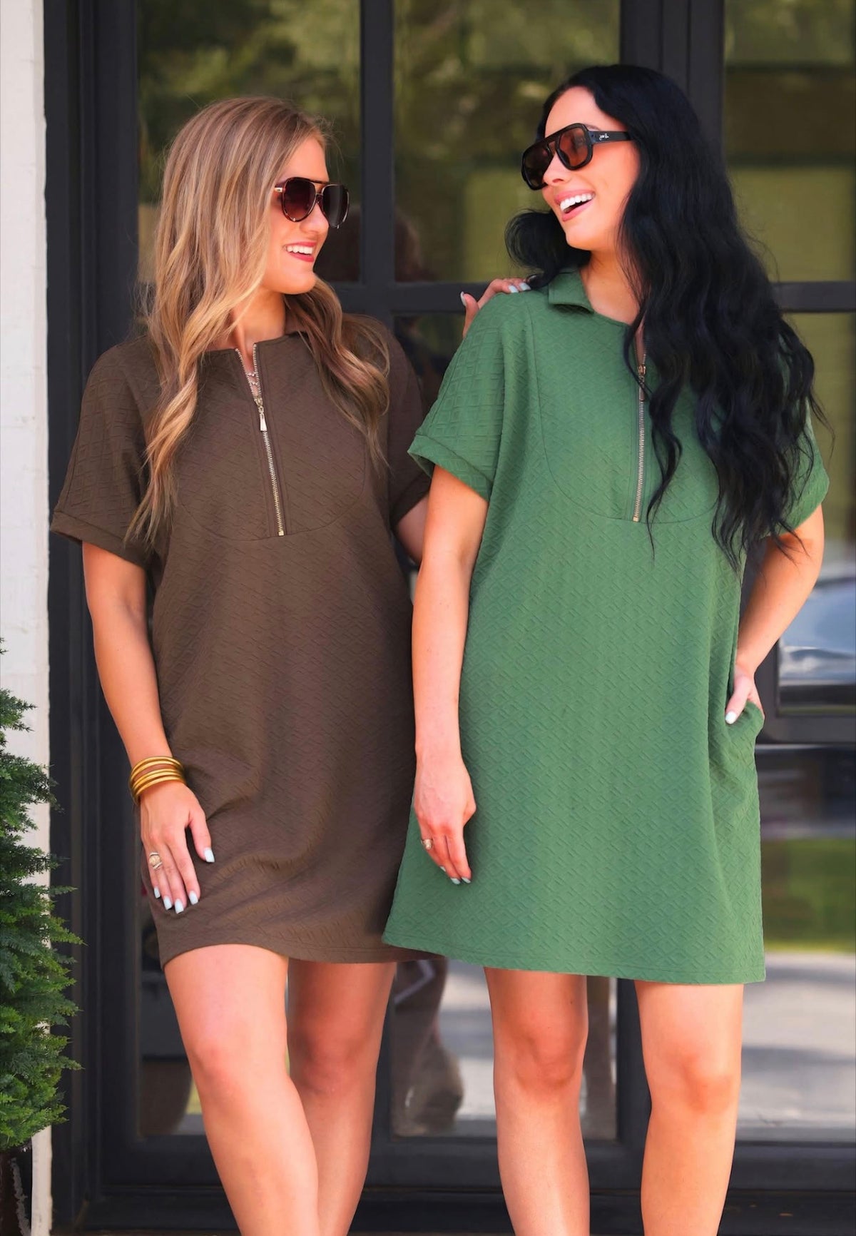 Textured 1/4 Zip Ezra Dress