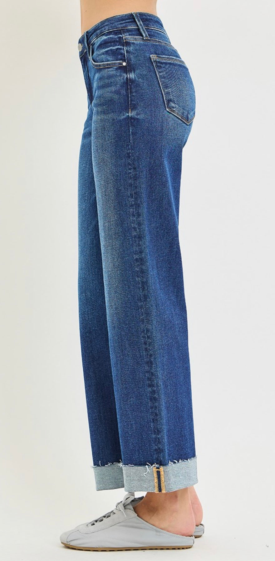 Tummy Control Raw Cuff Straight Jeans
