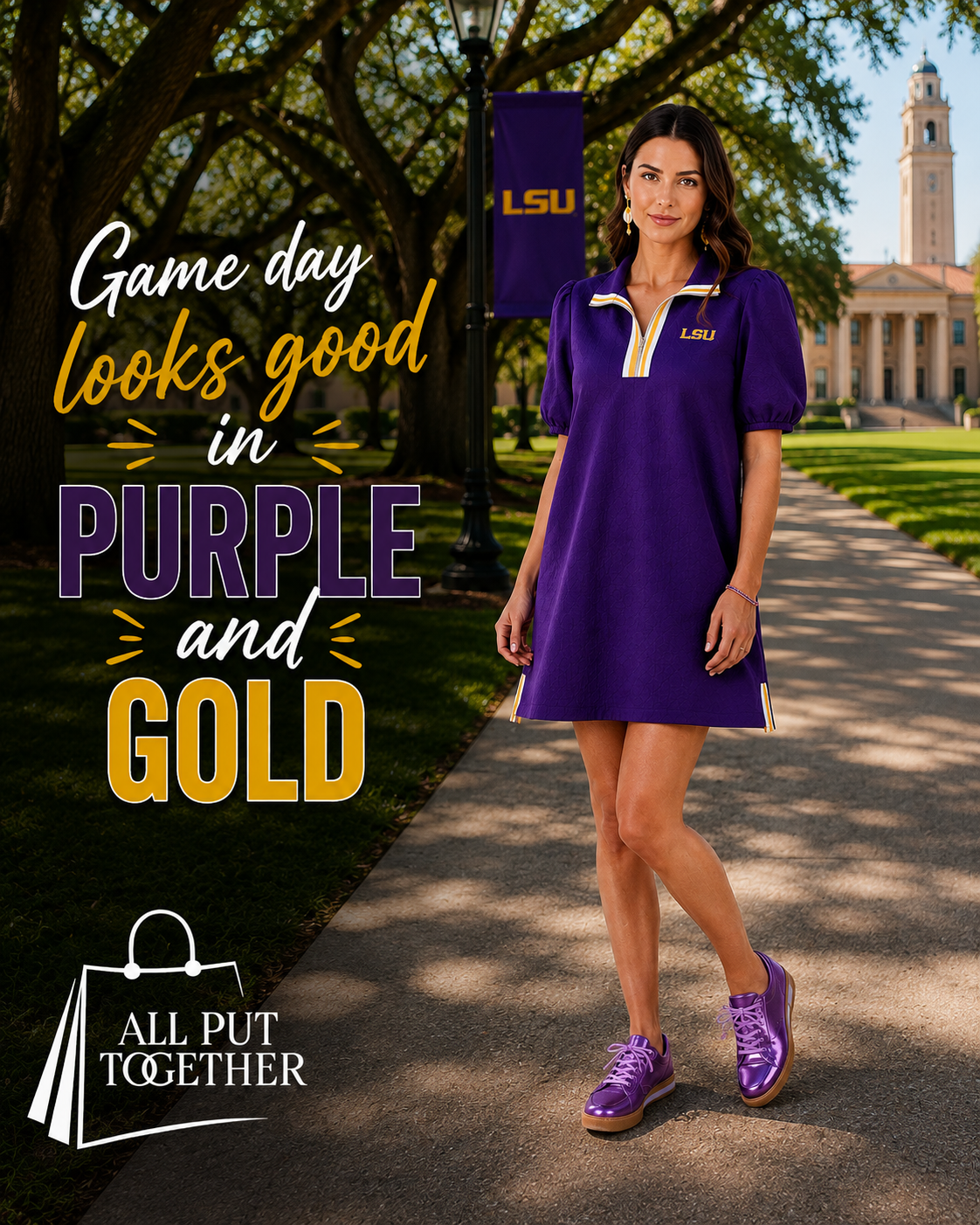 LSU Embroidered Logo Dress