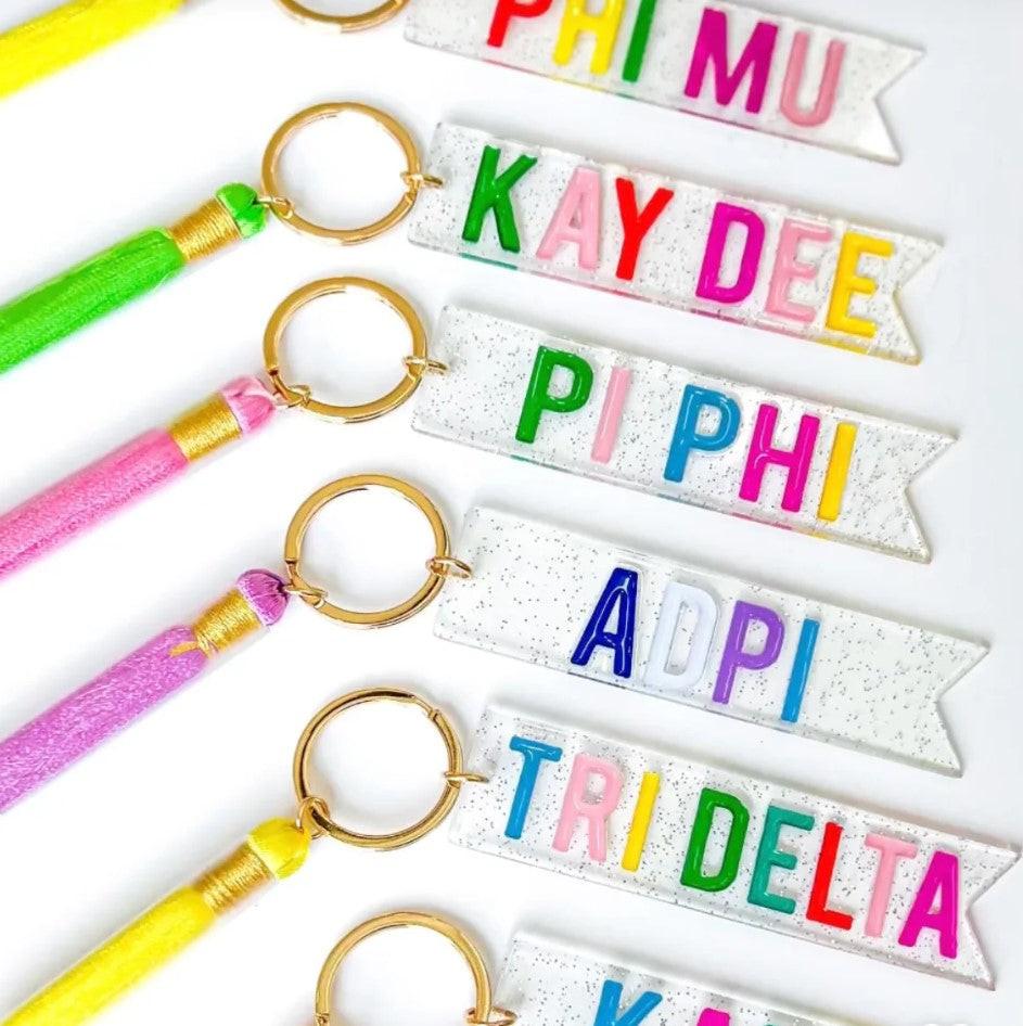 Tassel Sorority Key Fob Ring.