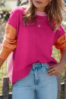 Pink & Orange Color-block Sweater XL