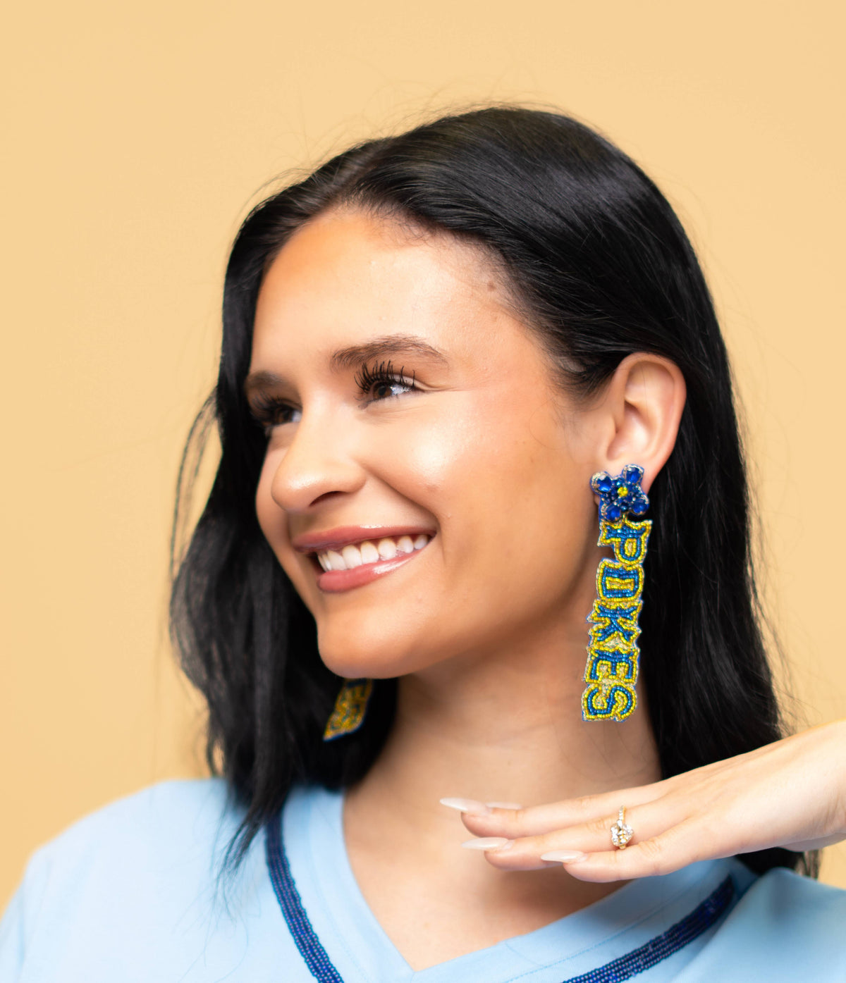 McNeese Pokes Custom Beaded Earrings