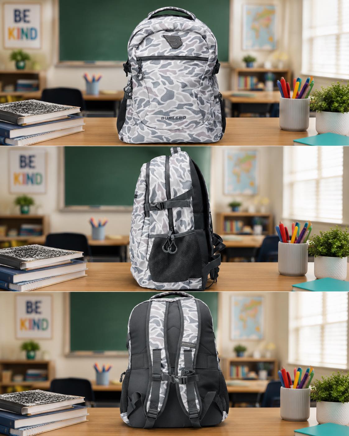 Burlebo White Camo Backpack