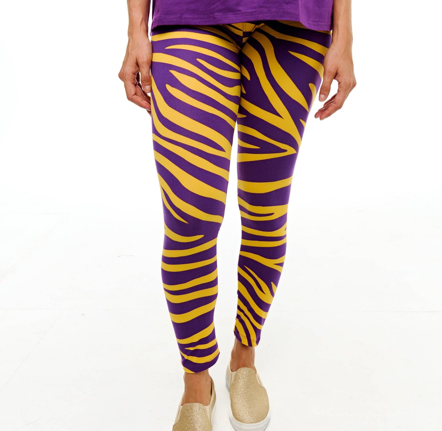 Purple & Gold Tiger Stripe Leggings 