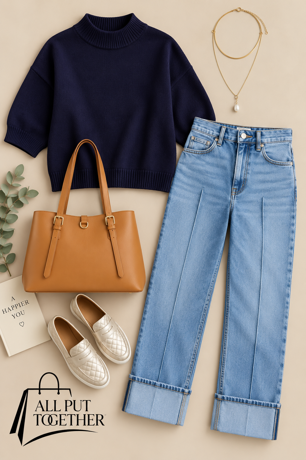 3/4 Sleeve Mock Neck Sweater