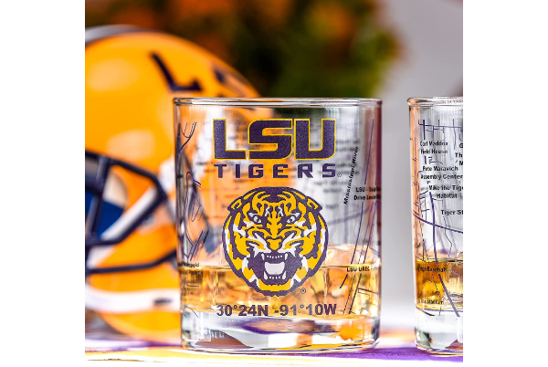 LSU Whiskey Glass Set (2 Low Ball)