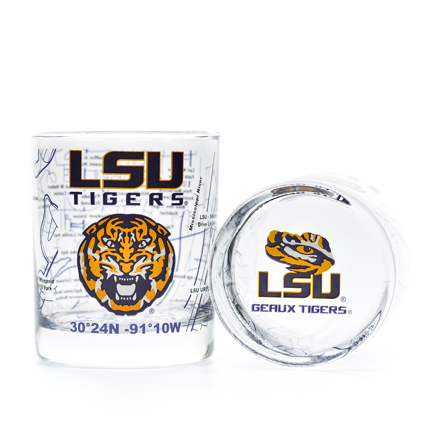 LSU Whiskey Glass Set (2 Low Ball)