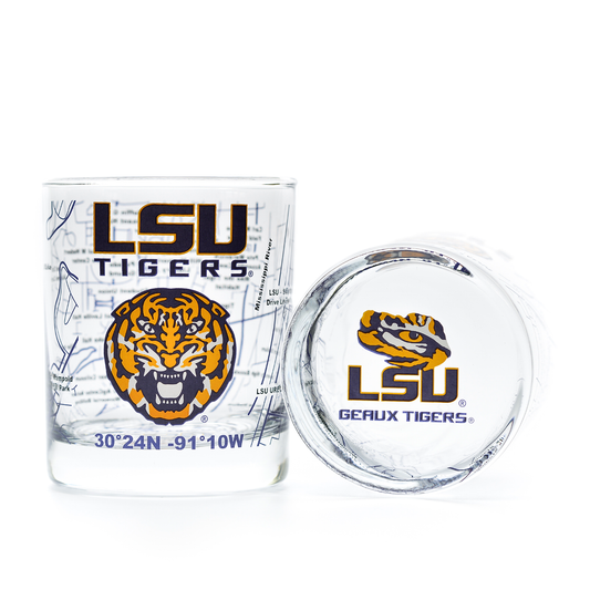 LSU Whiskey Glass Set (2 Low Ball)