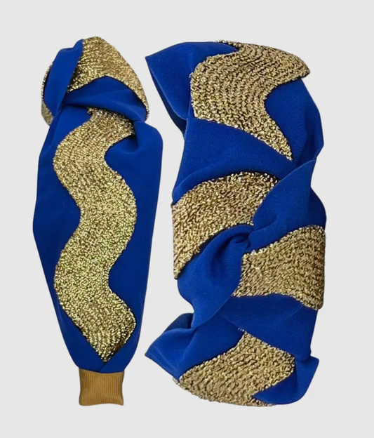 Blue & Gold Ric Rac Headband
