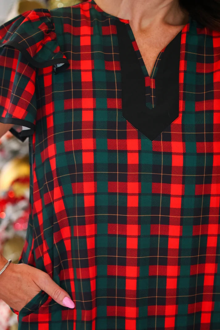Ava Red Plaid Dress