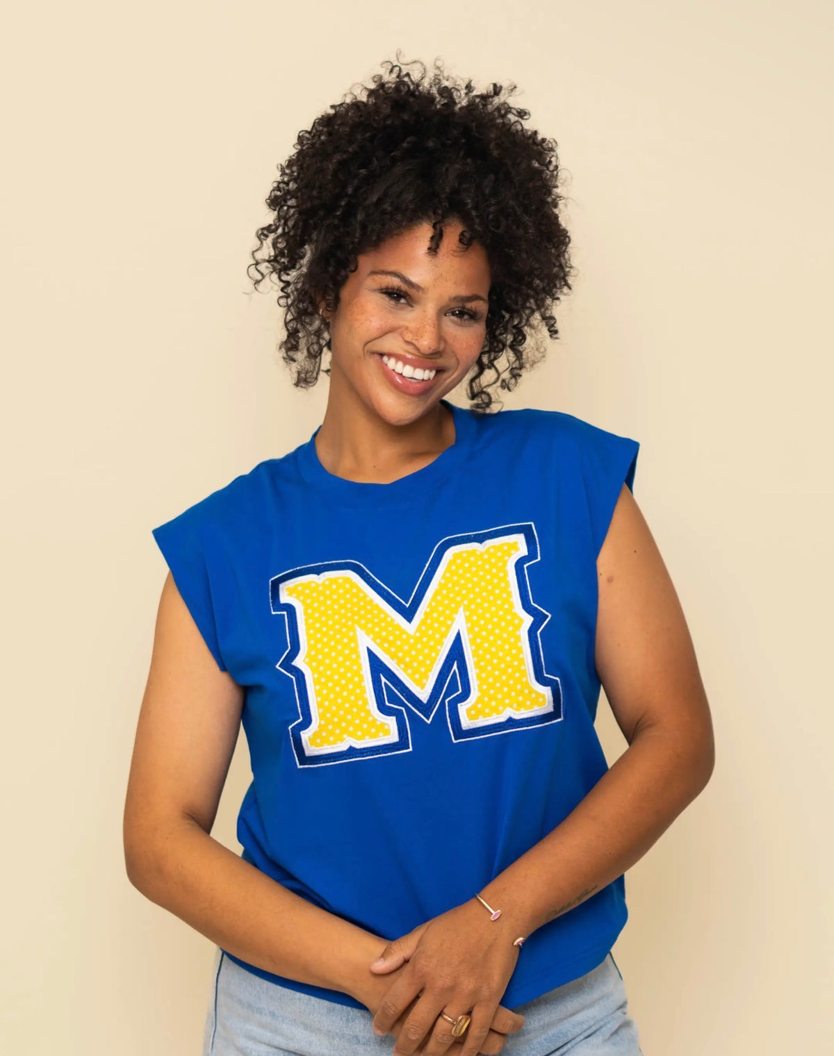 McNeese Polka Dot Muscle Top
