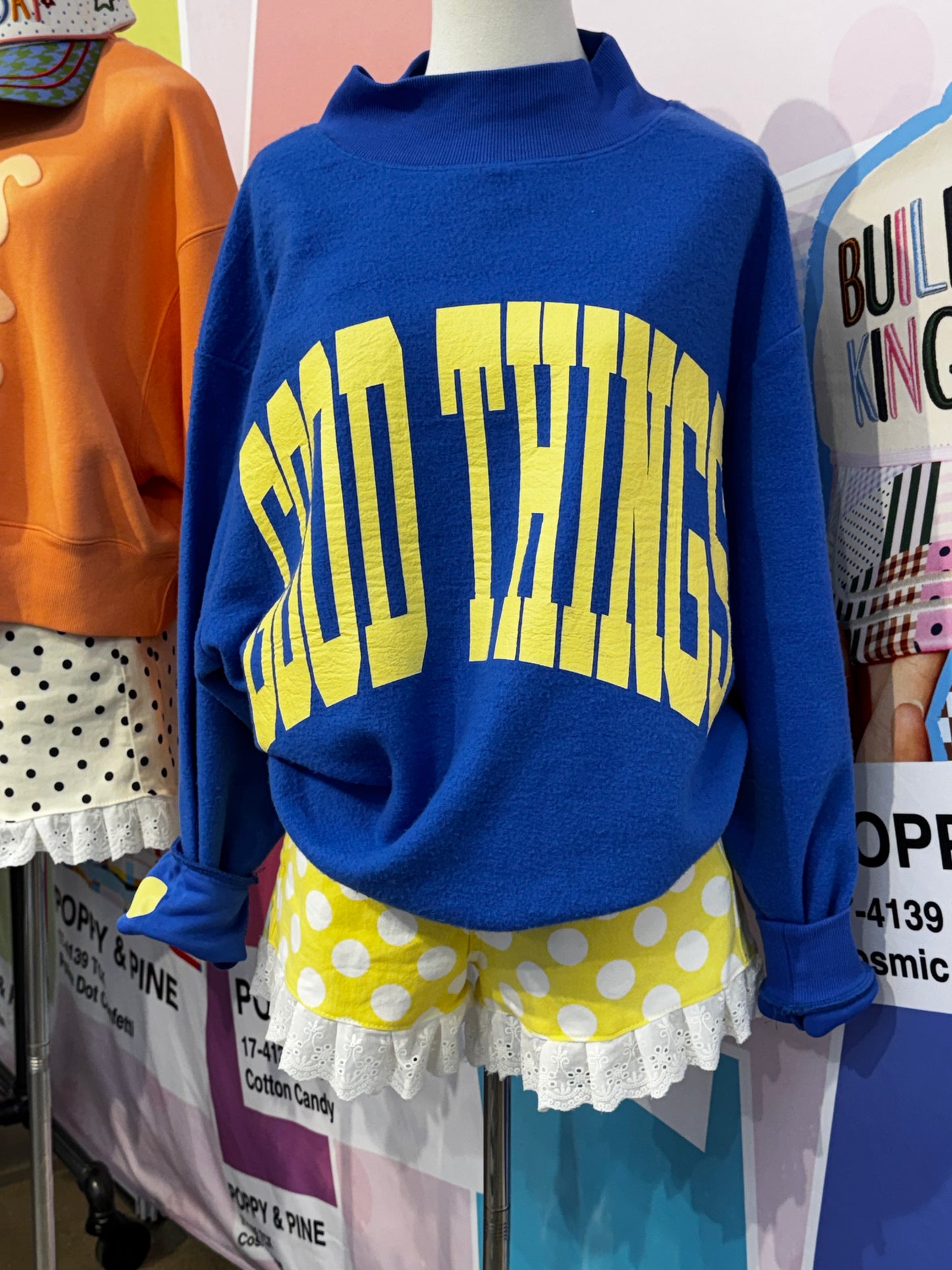Double Sided “Good Things” Mock Sweatshirt