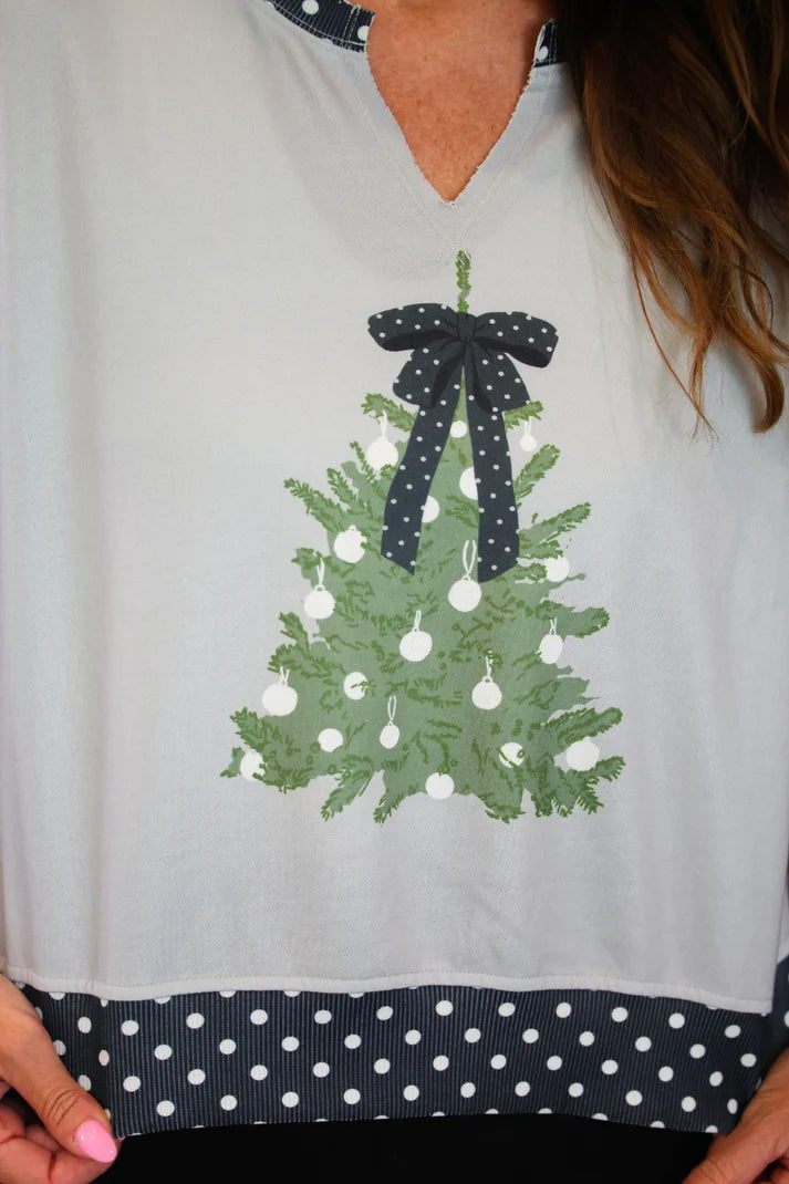 Polka Dot Bow Tree Pullover