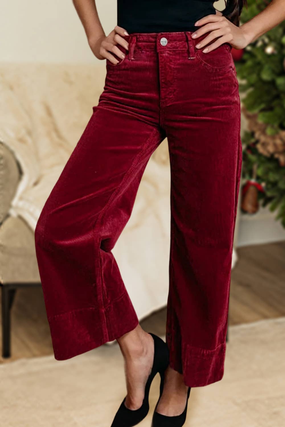 Corduroy High Waist Wide Leg Pants
