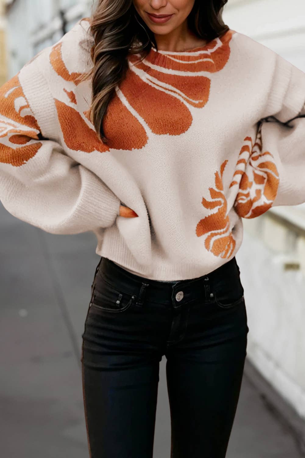 Big Flower Southern Girl Baggy Sweater