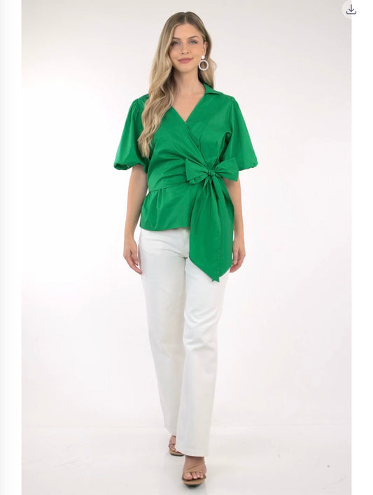 Solid Side Tie Blouse