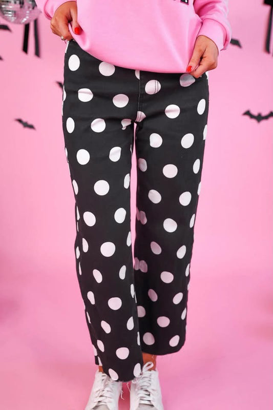 Polka Dot Pull-on Lightweight Denim Jeans