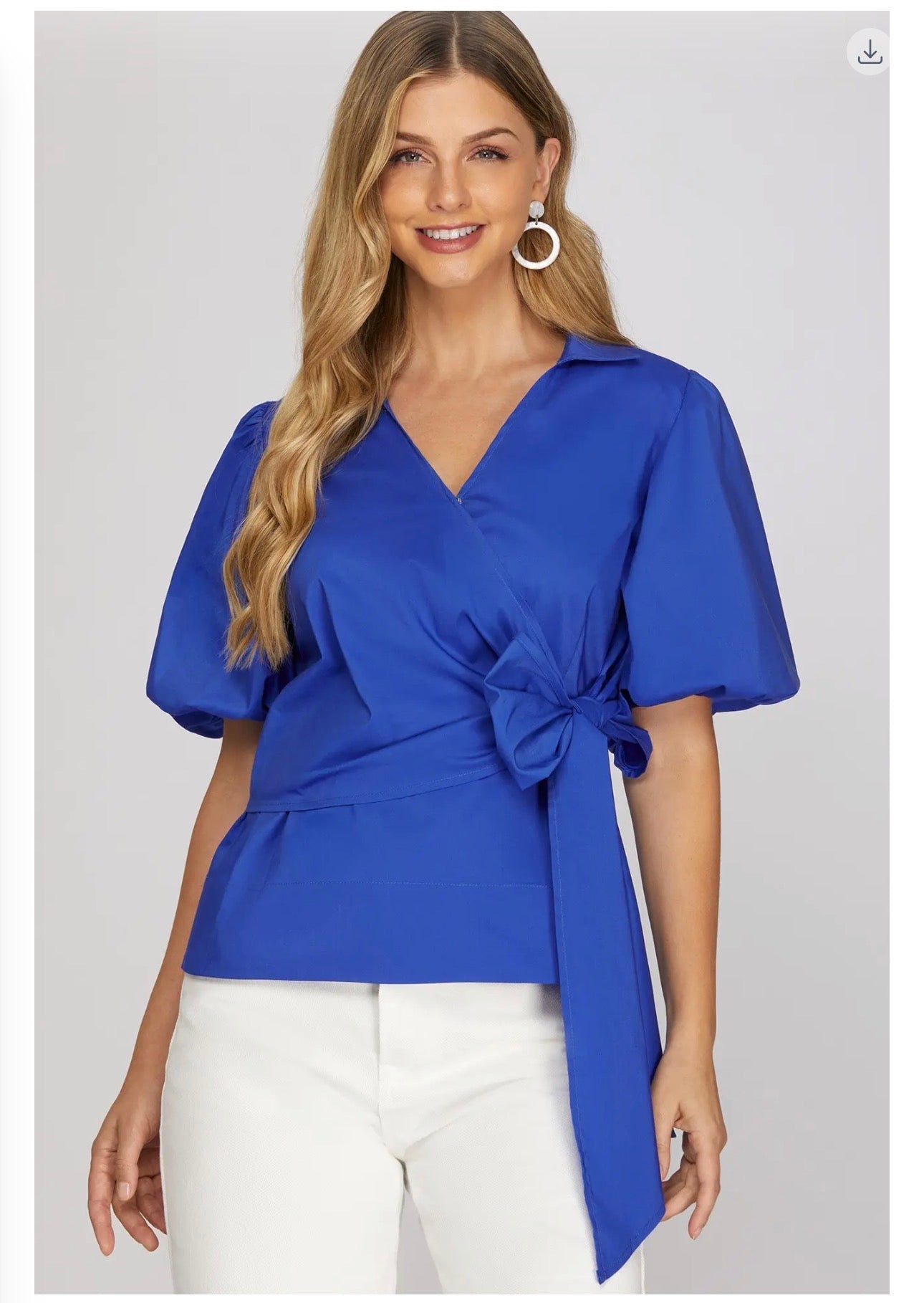 Solid Side Tie Blouse