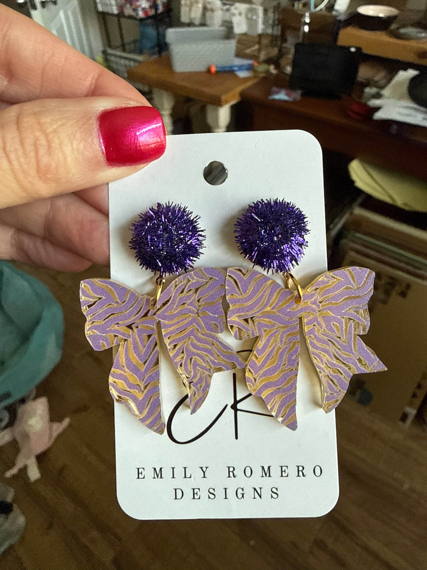 Tiger Stripe Bow Earrings