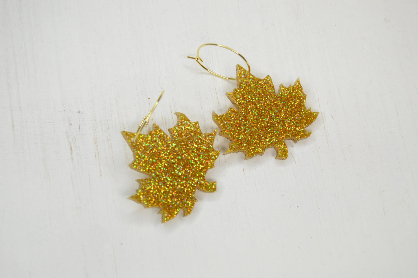 Leaf Glitter Earrings, Fall Earrings, Acrylic Earrings.