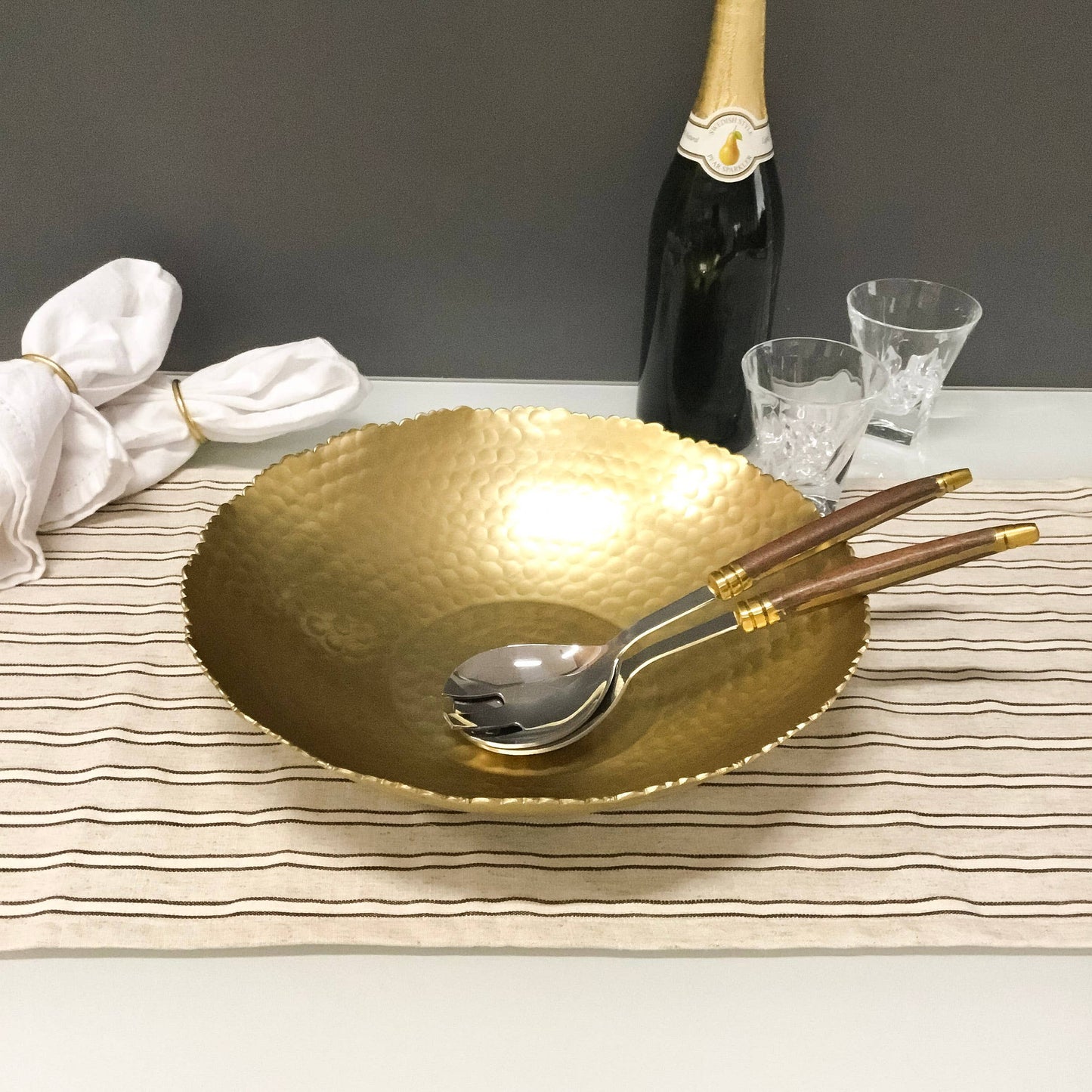 Gold Hammered Round Bowl with Torn Edges