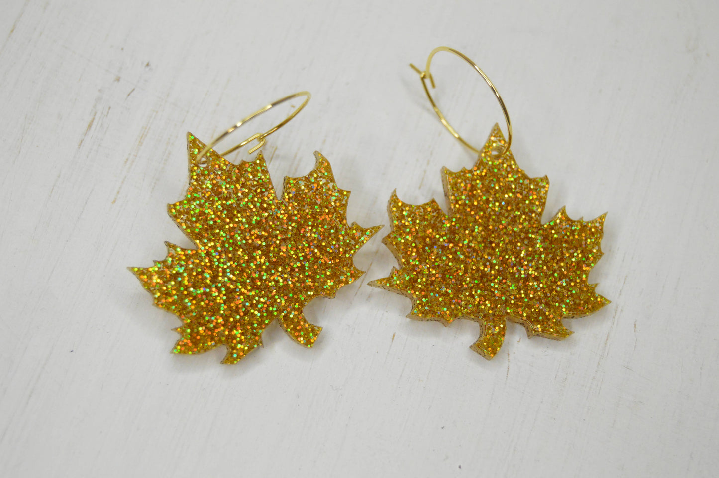 Leaf Glitter Earrings, Fall Earrings, Acrylic Earrings.