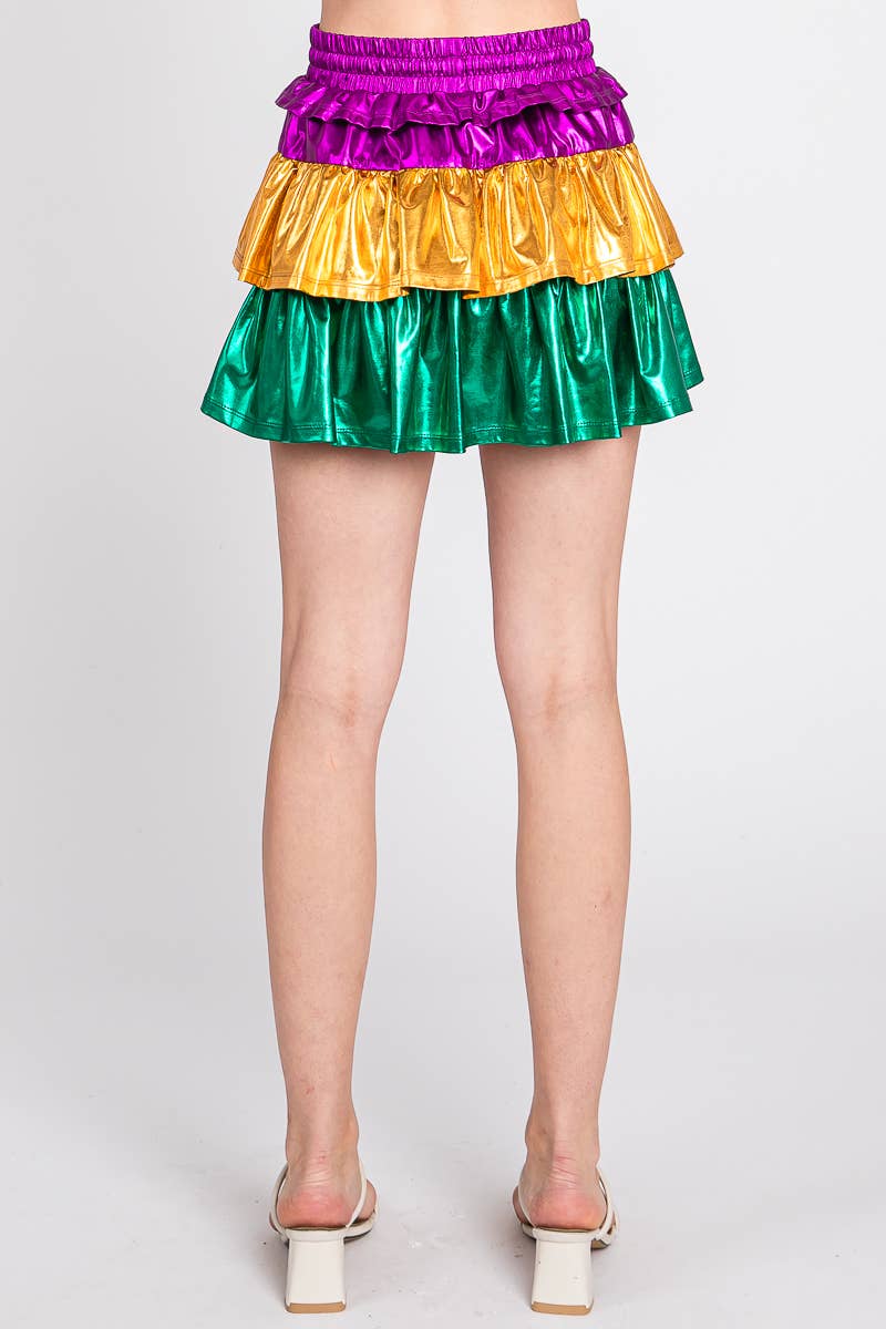 Mardi Gras Foil Tiered Skort
