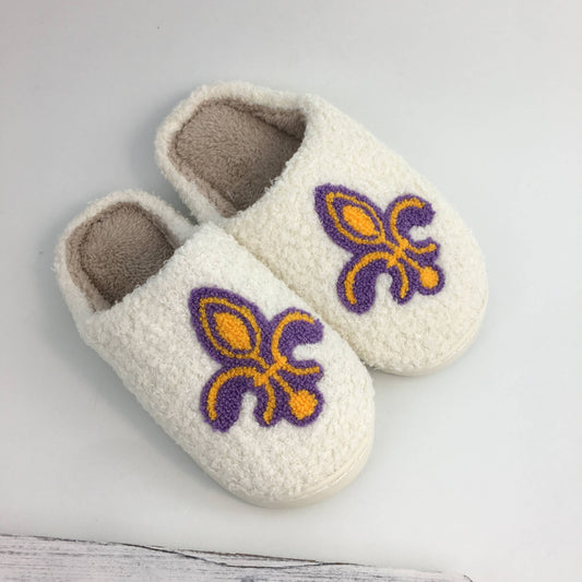 Purple & Gold Fleur de Lis Slippers