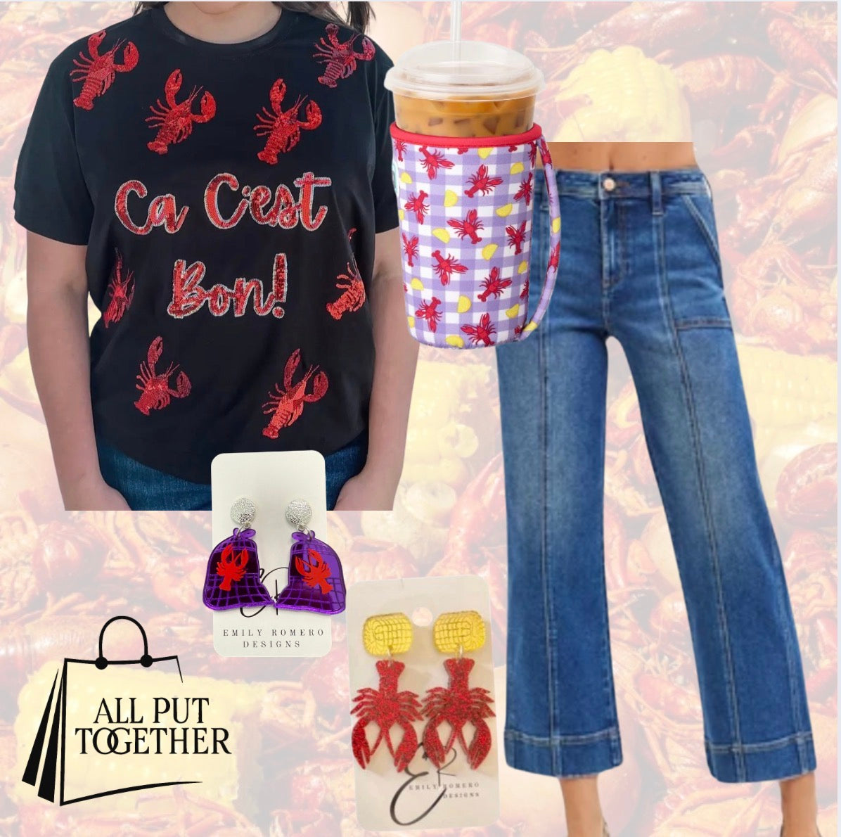 Ca Cest Bon Sequin Crawfish Tshirt