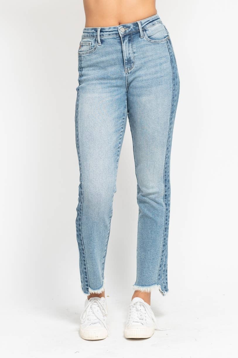 HW Vintage Wash Side Panel Detail & Hi Lo Fray Hem Slim
