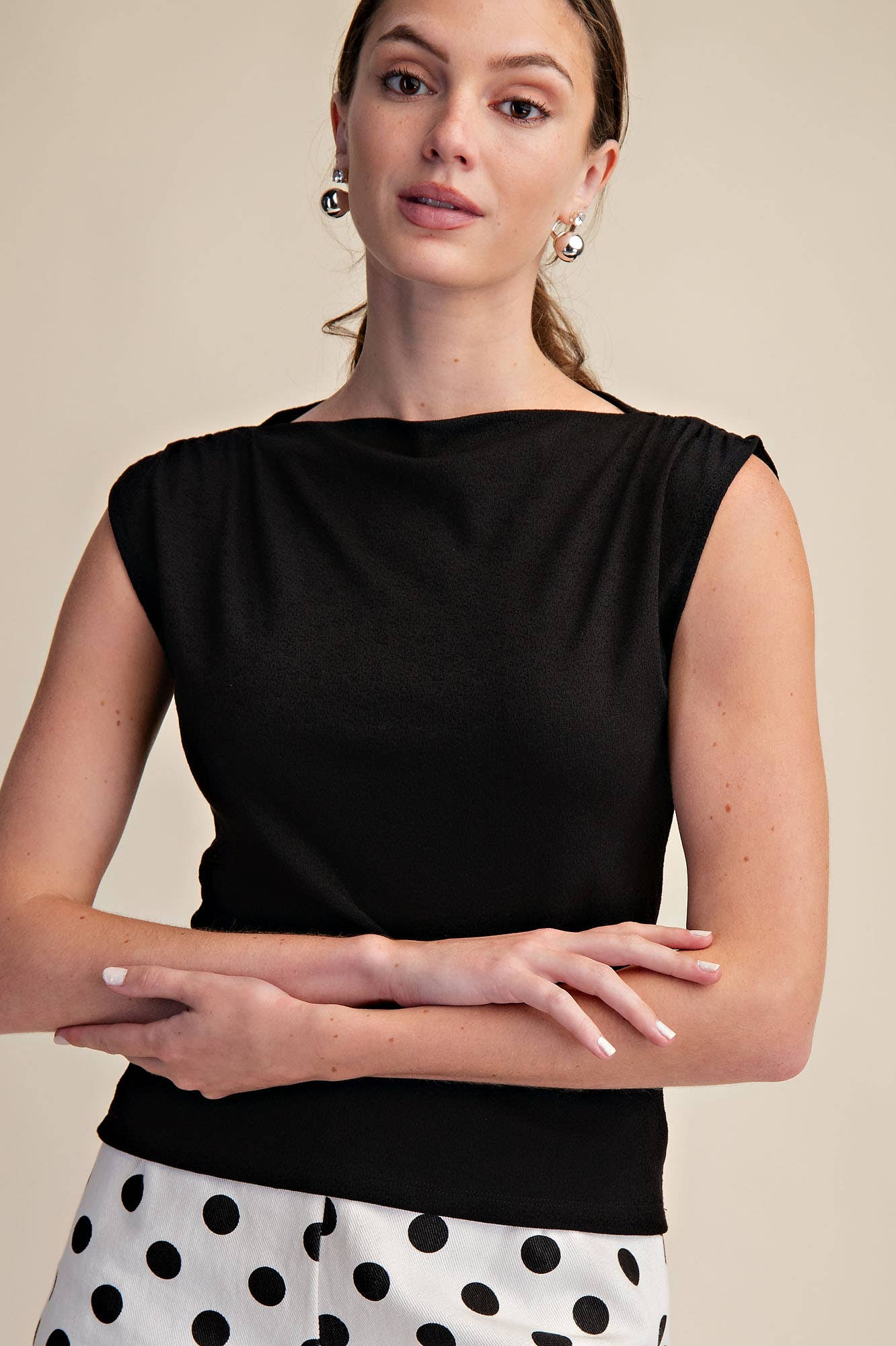Cowl Neck Knit Top