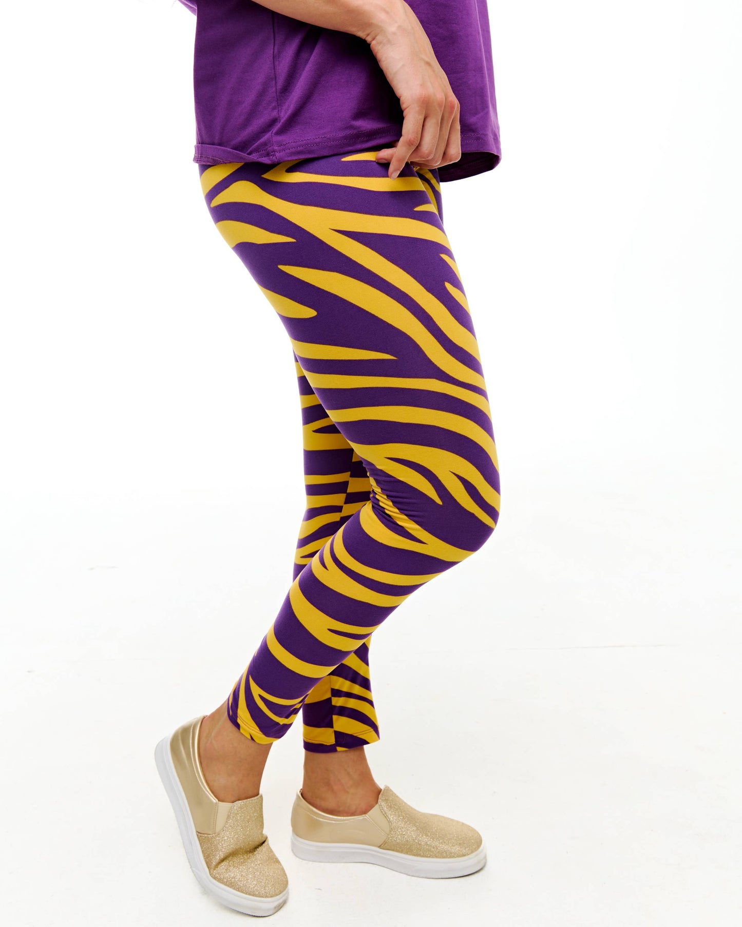Purple & Gold Tiger Stripe Leggings 