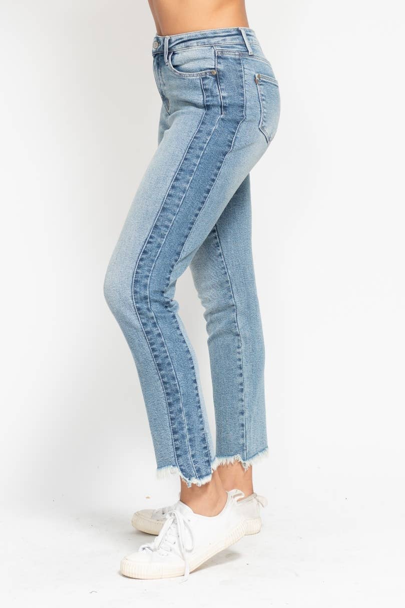 HW Vintage Wash Side Panel Detail & Hi Lo Fray Hem Slim