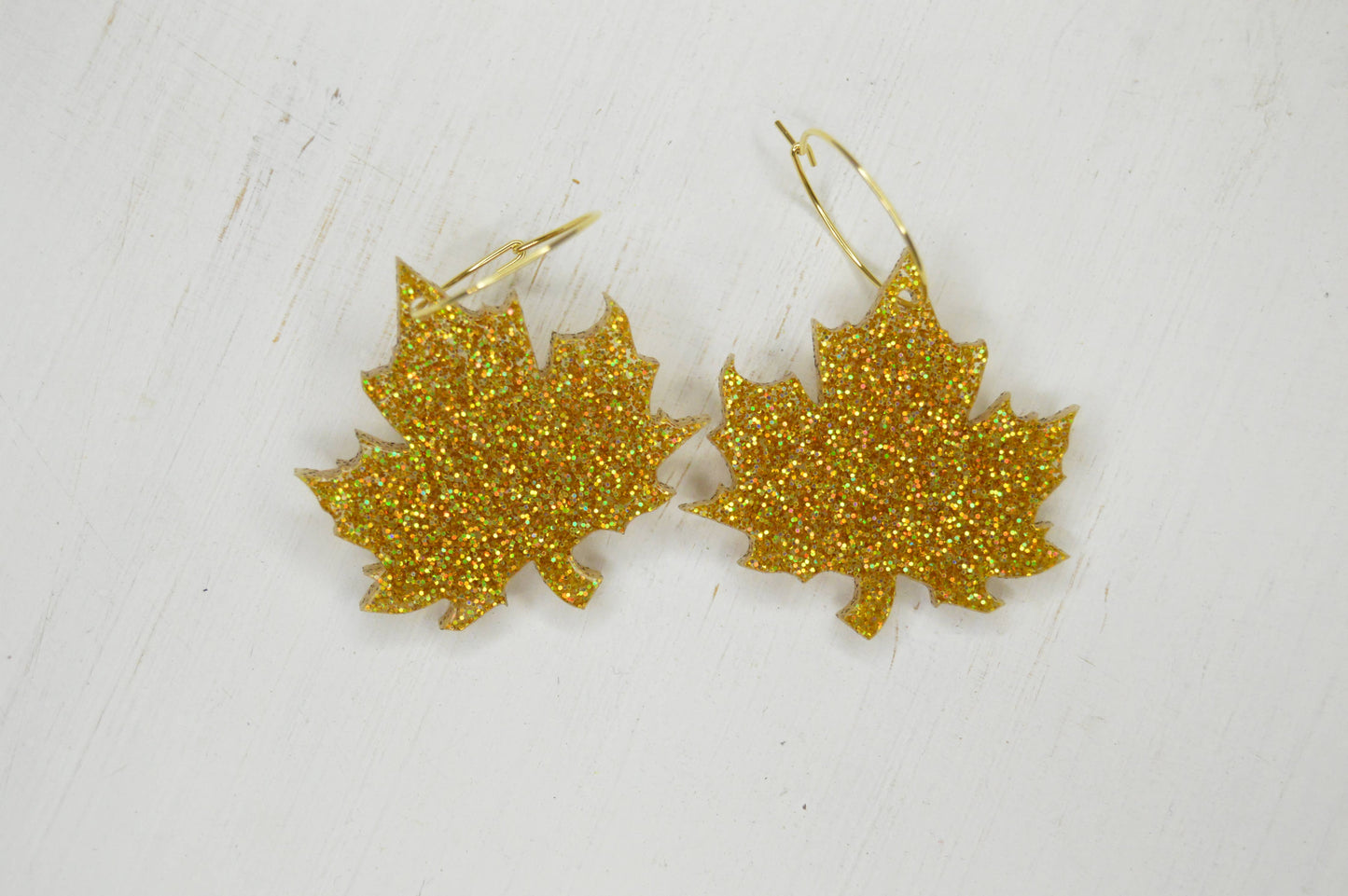Leaf Glitter Earrings, Fall Earrings, Acrylic Earrings.