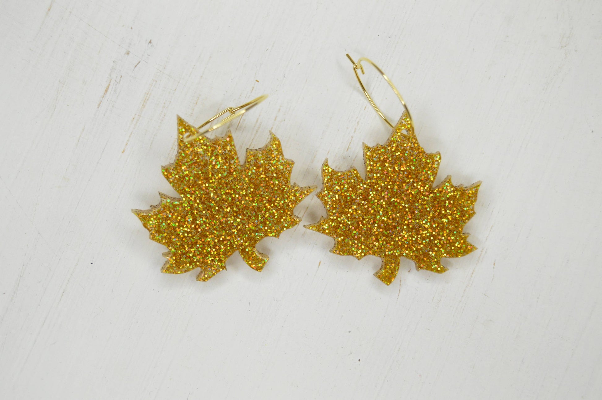 Leaf Glitter Earrings, Fall Earrings, Acrylic Earrings.