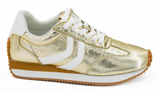 Gold Crinkle Metallic Tennis