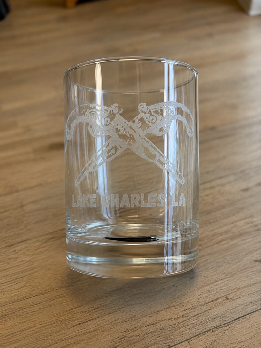 Lake Charles Crossed Pistols Whiskey Glass